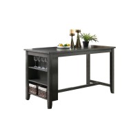 Rectangle Wooden Counter Height Dining Table With Storage In Black(D0102H71B6T)