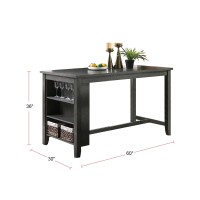 Rectangle Wooden Counter Height Dining Table With Storage In Black(D0102H71B6T)