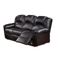 3 Seats Bonded Leather Manual Motion Reclining Sofa In Black(D0102H71Bb2)