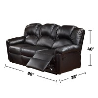 3 Seats Bonded Leather Manual Motion Reclining Sofa In Black(D0102H71Bb2)