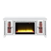 Acme Noralie Tv Stand Wfireplace & Led Mirrored & Faux Diamonds Lv00315(D0102H71F4J)