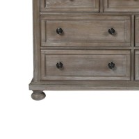 7 Drawer Wooden Dresser With Metal Pulls And Bun Feet, Distressed Brown(D0102H71Fjj)