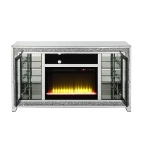 Acme Noralie Tv Stand Wfireplace & Led Mirrored & Faux Diamonds Lv00316(D0102H71Ft6)