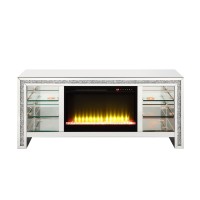 Acme Noralie Tv Stand Wfireplace & Led Mirrored & Faux Diamonds Lv00317(D0102H71Ftt)