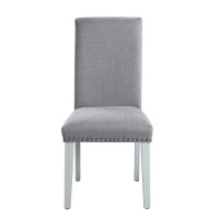 Acme Lanton Side Chair (Set-2) Gray Linen & Antique White Finish Dn01452(D0102H71Ftx)