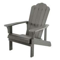 Key West Outdoor Plastic Wood Adirondack Chair, Patio Chair For Deck, Backyards, Lawns, Poolside, And Beaches, Weather Resistant, Grey(D0102H73Fx2)