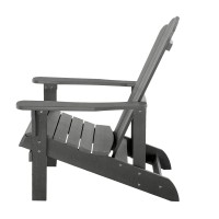 Key West Outdoor Plastic Wood Adirondack Chair, Patio Chair For Deck, Backyards, Lawns, Poolside, And Beaches, Weather Resistant, Grey(D0102H73Fx2)