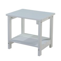 Key West Weather Resistant Outdoor Indoor Plastic Wood End Table, Patio Rectangular Side Table, Small Table For Deck, Backyards, Lawns, Poolside, And Beaches, White(D0102H73U8X)