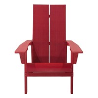 Key West Outdoor Plastic Wood Adirondack Chair, Patio Chair For Deck, Backyards, Lawns, Poolside, And Beaches, Weather Resistant, And Waterproof, Red(D0102H73Un8)