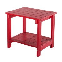 Key West Weather Resistant Outdoor Indoor Plastic Wood End Table, Patio Rectangular Side Table, Small Table For Deck, Backyards, Lawns, Poolside, And Beaches, Red(D0102H73Unj)