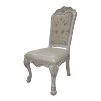 Acme Dresden Side Chair (Set-2) In Pu & Bone White Finish Dn01696(D0102H74Li2)