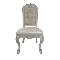 Acme Dresden Side Chair (Set-2) In Pu & Bone White Finish Dn01696(D0102H74Li2)