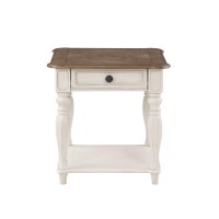 Acme Florian End Table In Oak & Antique White Finish Lv01663(D0102H74Lit)