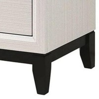 58 Inch 6 Drawer Dresser, Solid Wood Frame, Subtle Lines, White, Black(D0102H76Hz2)