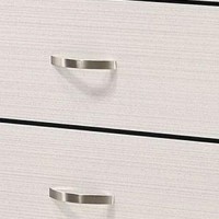 58 Inch 6 Drawer Dresser, Solid Wood Frame, Subtle Lines, White, Black(D0102H76Hz2)