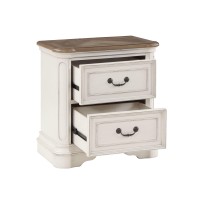 Acme Florian Nightstand In Gray Fabric & Antique White Finish Bd01649(D0102H76P8J)