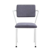 Acme Cargo Fabric Upholstered Dining Arm Chair In Gray And White Set Of 2