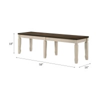 Acme Fedele Wooden Bench With Tapered Legs In Weathered Oak And Cream