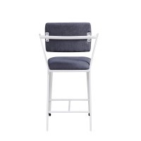Acme Cargo Counter Height Chair (Set Of 2) In Gray Fabric & White