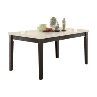 Acme Nolan Dining Table In White Marble And Salvage Dark Oak