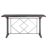Acme Evangeline Wooden Top Counter Height Table In Salvaged Brown And Black