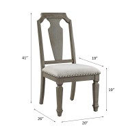 Acme Zumala Side Chair (Set-2), Beige Linen & Weathered Oak Finish 73262(D0102H7C096)