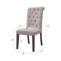 Acme Yabeina Side Chair (Set-2), Beige Linen & Gray Finish 73267(D0102H7C0E6)