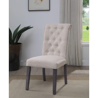 Acme Yabeina Side Chair (Set-2), Beige Linen & Gray Finish 73267(D0102H7C0E6)