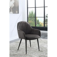 Acme Caspian Channel Tufted Fabric Side Chair In Dark Gray And Black Set Of 2