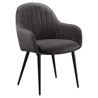 Acme Caspian Channel Tufted Fabric Side Chair In Dark Gray And Black Set Of 2