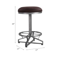 Acme Evangeline Counter Height Stool, Rustic Brown Fabric & Black Finish 73902(D0102H7C0Gj)