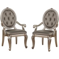 Acme Northville Arm Chair (Set-2) In Pu & Antique Silver 66923(D0102H7C0H8)