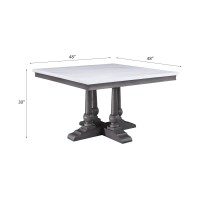 Acme Yabeina Square Dining Table , Marble Top & Gray Oak Finish 73270(D0102H7C0Ip)