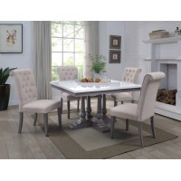 Acme Yabeina Square Dining Table , Marble Top & Gray Oak Finish 73270(D0102H7C0Ip)