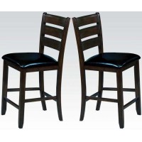 Acme Urbana Counter Height Chair (Set-2) In Black Pu & Espresso 74633(D0102H7C0Xx)
