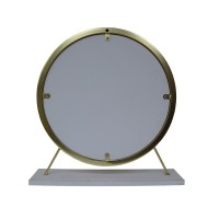 Acme Adao Vanity Mirror & Stool In Faux Fur, Mirror, White & Brass Finish Ac00932(D0102H7C198)
