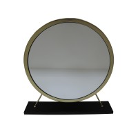 Acme Adao Vanity Mirror & Stool In Faux Fur, Mirror, Black & Brass Finish Ac00931(D0102H7C1J6)