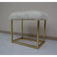 Acme Adao Vanity Mirror & Stool In Faux Fur, Mirror, Black & Brass Finish Ac00931(D0102H7C1J6)