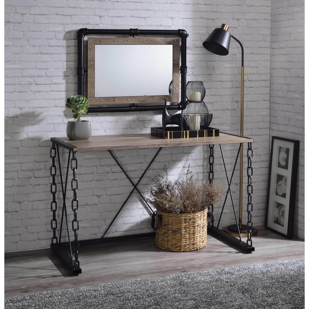 Acme Jodie Console Table In Rustic Oak & Antique Black Finish Ac00905(D0102H7C1St)