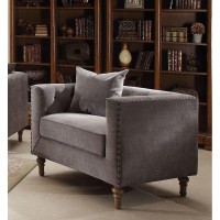 Acme Sidonia Chair & 1 Pillow In Gray Velvet 53582(D0102H7C24J)