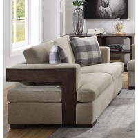 Acme Niamey Loveseat With 2 Pillows In Fabric & Cherry