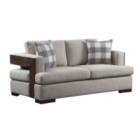 Acme Niamey Loveseat With 2 Pillows In Fabric & Cherry