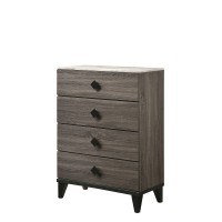 Acme Avantika 4-Drawer Wooden Chest With Faux Marble Top In Rustic Gray Oak