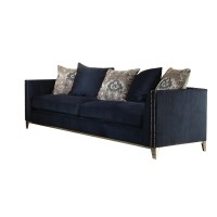 Acme Phaedra Sofa With 5 Pillows In Blue Fabric