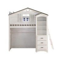 Acme Tree House Bookcase Cabinet In Weathered White And Washed Gray