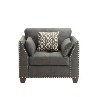 Acme Laurissa Chair & 3 Pillows In Light Charcoal Linen 52407(D0102H7C2Wt)