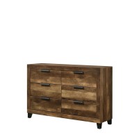 Acme Morales Rectangular Wooden Dresser With 6 Drawers In Rustic Oak