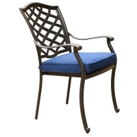 Outdoor Patio Aluminum Dining Arm Chair With Cushion, Set Of 2, Navy Blue(D0102H7C662)