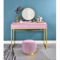 Acme Coleen Vanity Desk Wmirror & Jewelry Tray In Pink & Gold Finish Ac00668(D0102H7Cb06)