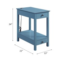 Acme Byzad Side Table (Usb Charging Dock), Teal 97742(D0102H7Cc2P)